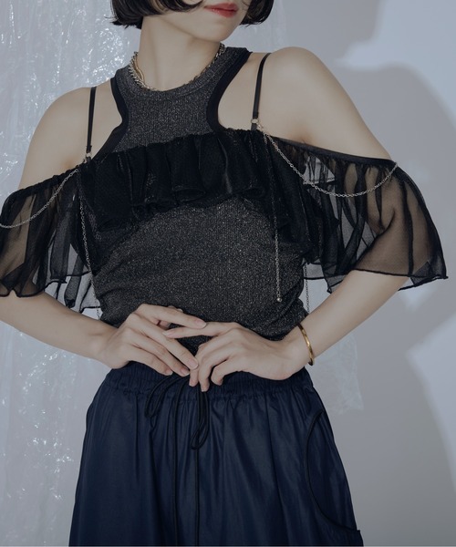 Sparkle sheer 2WAYフリルビスチェ（ベスト）｜Ezick ANNONIM