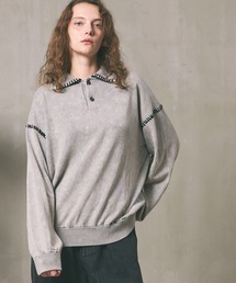 24AW メゾンスペシャル　ケミカルオーバーダイエンブロイダリーニットポロ UNISEX》Chemical Over-Dyed Prime-Over Hand Embroidery Knit Polo