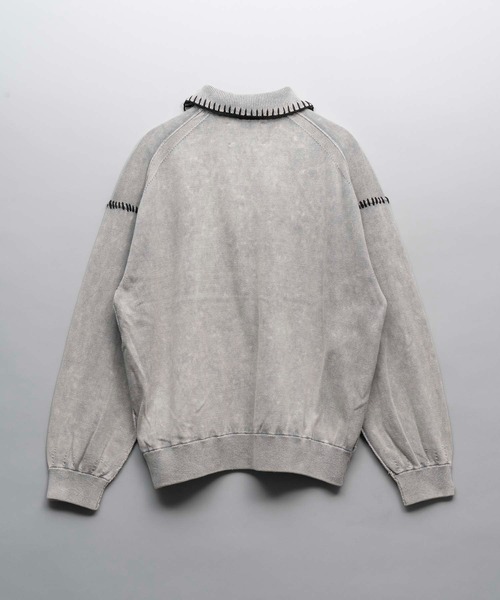 24AW メゾンスペシャル　ケミカルオーバーダイエンブロイダリーニットポロ MAISON SPECIAL(メゾンスペシャル)｜【UNISEX】ケミカルオーバーダイ