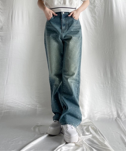 one way（ワンウェイ）の「ラインストーンヴィンテージデニム（デニムパンツ・レディース・ブラック/ブルー・SMALL/MEDIUM）」の7枚目の写真