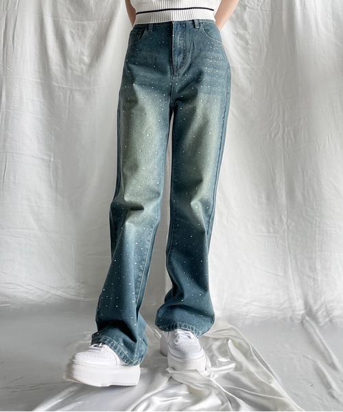 one way（ワンウェイ）の「ラインストーンヴィンテージデニム（デニムパンツ・レディース・ブラック/ブルー・SMALL/MEDIUM）」の8枚目の写真