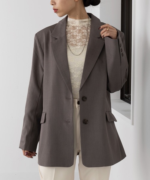 MAISON BREEZE（メゾンブリーズ）の「【MAISON BREEZE】スーツ地ツイルシングルテーラードジャケット 32105H331 XNN（テーラードジャケット・レディース・カーキ/グレー/ブラック・FREE）」の12枚目の写真