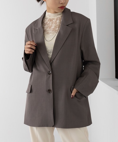 MAISON BREEZE（メゾンブリーズ）の「【MAISON BREEZE】スーツ地ツイルシングルテーラードジャケット 32105H331 XNN（テーラードジャケット・レディース・カーキ/グレー/ブラック・FREE）」の14枚目の写真