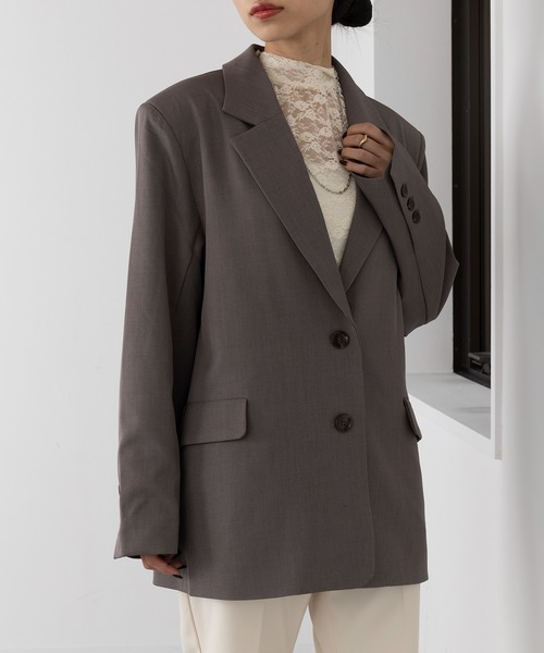 MAISON BREEZE（メゾンブリーズ）の「【MAISON BREEZE】スーツ地ツイルシングルテーラードジャケット 32105H331 XNN（テーラードジャケット・レディース・カーキ/グレー/ブラック・FREE）」の13枚目の写真