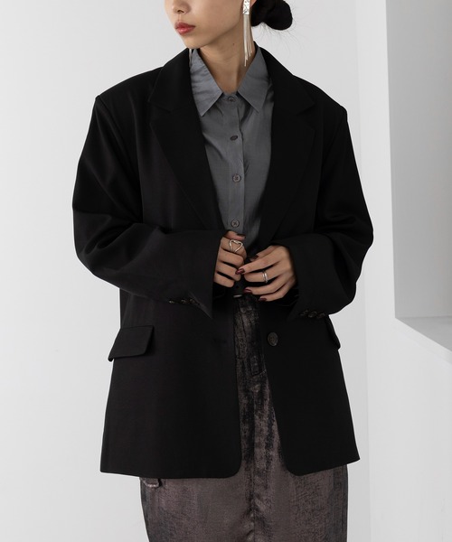 MAISON BREEZE（メゾンブリーズ）の「【MAISON BREEZE】スーツ地ツイルシングルテーラードジャケット 32105H331 XNN（テーラードジャケット・レディース・カーキ/グレー/ブラック・FREE）」の6枚目の写真