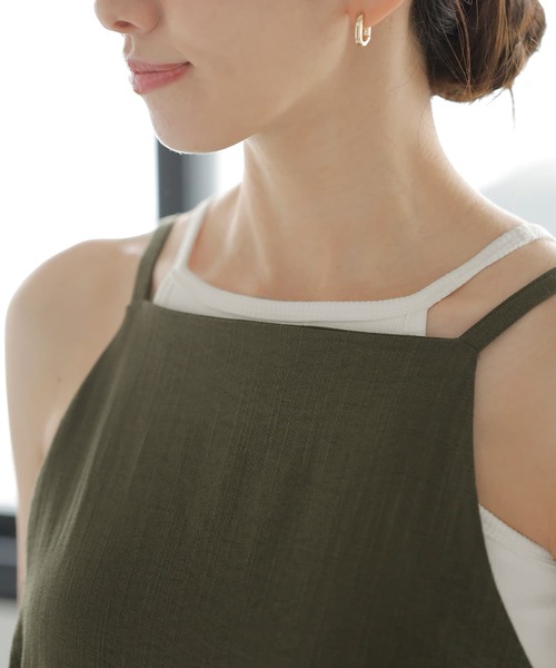 STYLE DELI(スタイルデリ)の「華奢ストラップシボ生地ワンピース(ワンピース・レディース・ブラック/カーキ・SMALL/MEDIUM)」の12枚目の写真