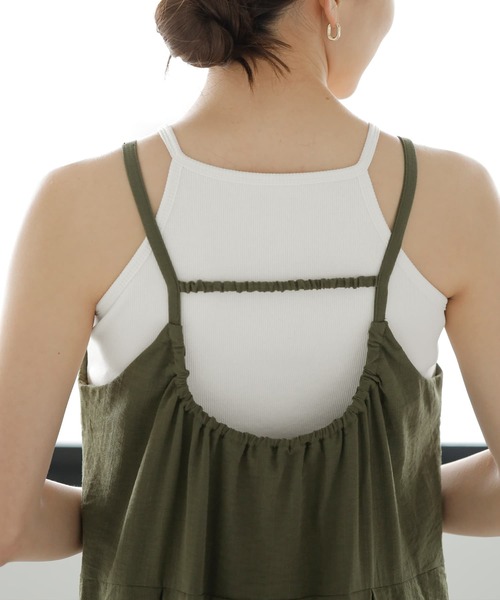 STYLE DELI(スタイルデリ)の「華奢ストラップシボ生地ワンピース(ワンピース・レディース・ブラック/カーキ・SMALL/MEDIUM)」の11枚目の写真