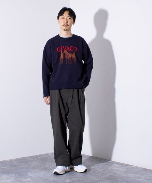 GEVACO（ゲバコ）の「【GEVACO/ゲバコ】イージーウエストストレートパンツ ワンポイントロゴ（チノパンツ・メンズ・ブラック/キャメル/チャコールグレー・M/L）」の20枚目の写真