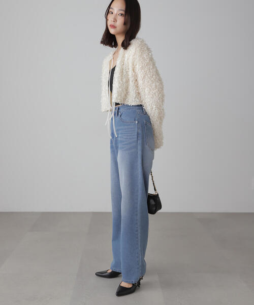 FREE'S MART(フリーズマート)の「◆フェザーライクカーディガン(カーディガン/ボレロ・レディース・ホワイト/ブラック・FREE)」の5枚目の写真