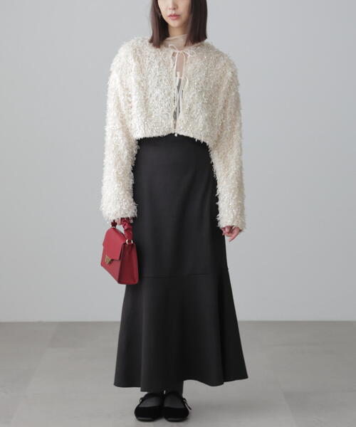 FREE'S MART(フリーズマート)の「◆フェザーライクカーディガン(カーディガン/ボレロ・レディース・ホワイト/ブラック・FREE)」の8枚目の写真