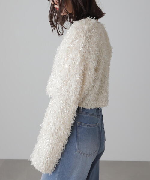 FREE'S MART(フリーズマート)の「◆フェザーライクカーディガン(カーディガン/ボレロ・レディース・ホワイト/ブラック・FREE)」の12枚目の写真