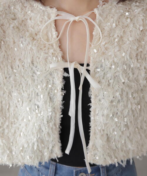 FREE'S MART(フリーズマート)の「◆フェザーライクカーディガン(カーディガン/ボレロ・レディース・ホワイト/ブラック・FREE)」の15枚目の写真