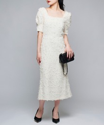 Narcissus | フリンジタイトワンピース パフ スクエアネック オケージョン パーティー(ワンピース)