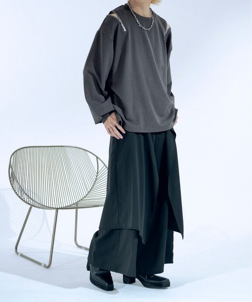 Ellno Loset(エルノロゼット)の「ショルダージップポンチロンT(Tシャツ/カットソー・メンズ・オフホワイト/ブラック/チャコールグレー・LARGE/MEDIUM/SMALL)」の11枚目の写真