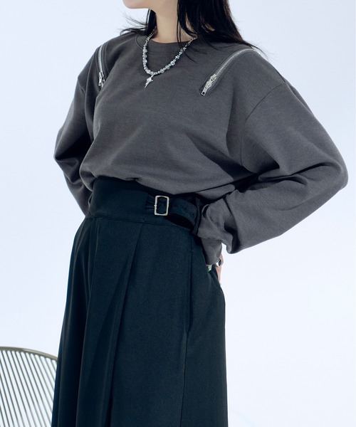 Ellno Loset(エルノロゼット)の「ショルダージップポンチロンT(Tシャツ/カットソー・メンズ・オフホワイト/ブラック/チャコールグレー・LARGE/MEDIUM/SMALL)」の12枚目の写真