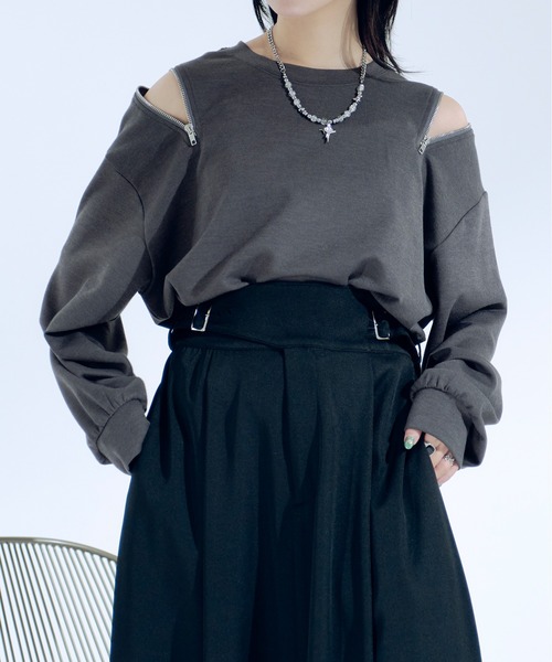 Ellno Loset(エルノロゼット)の「ショルダージップポンチロンT(Tシャツ/カットソー・メンズ・オフホワイト/ブラック/チャコールグレー・LARGE/MEDIUM/SMALL)」の14枚目の写真