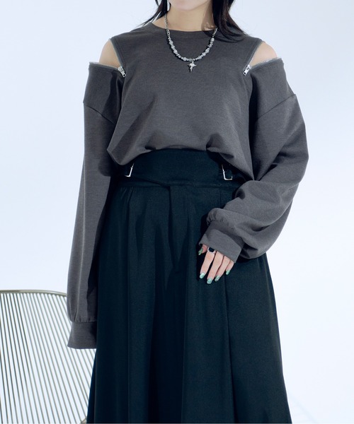 Ellno Loset(エルノロゼット)の「ショルダージップポンチロンT(Tシャツ/カットソー・メンズ・オフホワイト/ブラック/チャコールグレー・LARGE/MEDIUM/SMALL)」の15枚目の写真