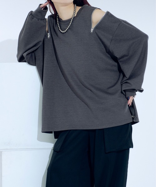 Ellno Loset(エルノロゼット)の「ショルダージップポンチロンT(Tシャツ/カットソー・メンズ・オフホワイト/ブラック/チャコールグレー・LARGE/MEDIUM/SMALL)」の20枚目の写真