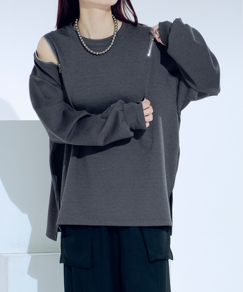 Ellno Loset(エルノロゼット)の「ショルダージップポンチロンT(Tシャツ/カットソー・メンズ・オフホワイト/ブラック/チャコールグレー・LARGE/MEDIUM/SMALL)」の21枚目の写真