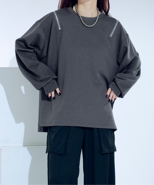 Ellno Loset(エルノロゼット)の「ショルダージップポンチロンT(Tシャツ/カットソー・メンズ・オフホワイト/ブラック/チャコールグレー・LARGE/MEDIUM/SMALL)」の22枚目の写真