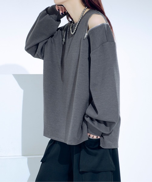 ショルダージップポンチロンT（Tシャツ/カットソー）｜Ellno Loset