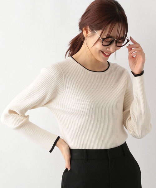 GLOBAL WORK（グローバルワーク）の「メルティリブクルーネックプルオーバー/115928（ニット/セーター・レディース・ベージュ/チャコールグレー/モカ/ブラック/アイボリー・MEDIUM/LARGE）」の2枚目の写真