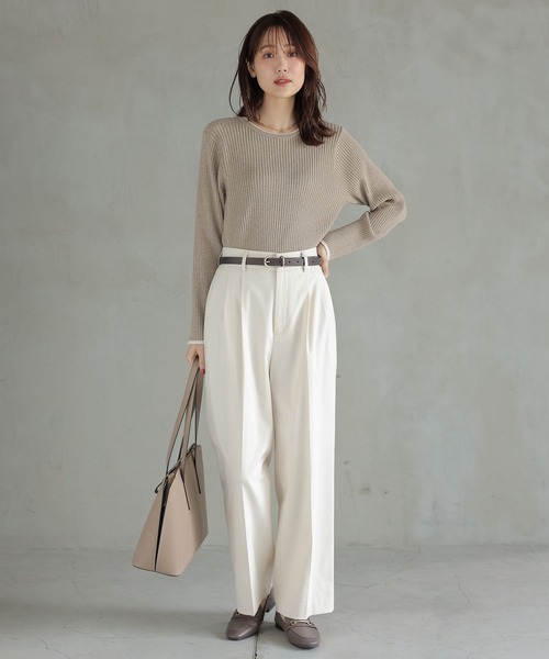 GLOBAL WORK（グローバルワーク）の「メルティリブクルーネックプルオーバー/115928（ニット/セーター・レディース・ベージュ/チャコールグレー/モカ/ブラック/アイボリー・MEDIUM/LARGE）」の6枚目の写真