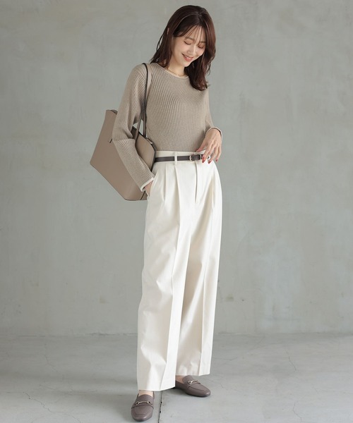 GLOBAL WORK（グローバルワーク）の「メルティリブクルーネックプルオーバー/115928（ニット/セーター・レディース・ベージュ/チャコールグレー/モカ/ブラック/アイボリー・MEDIUM/LARGE）」の8枚目の写真