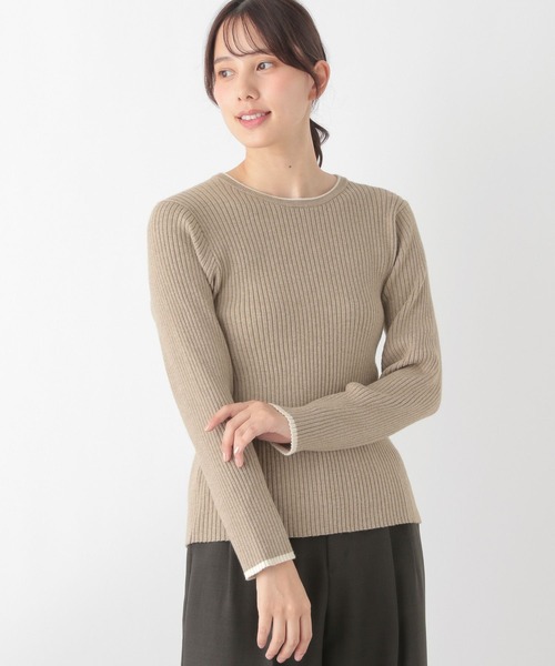 GLOBAL WORK（グローバルワーク）の「メルティリブクルーネックプルオーバー/115928（ニット/セーター・レディース・ベージュ/チャコールグレー/モカ/ブラック/アイボリー・MEDIUM/LARGE）」の19枚目の写真