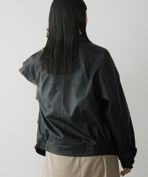 Aunt Marie's（アントマリーズ）の「フェイクレザーオーバーブルゾン（ブルゾン・レディース・ブラック・FREE）」の5枚目の写真