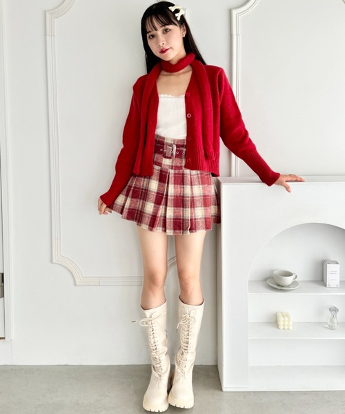 Loueme（ルエム）の「マフラータイ付ニットカーディガン（カーディガン/ボレロ・レディース・オフホワイト/グレー/レッド・FREE）」の13枚目の写真