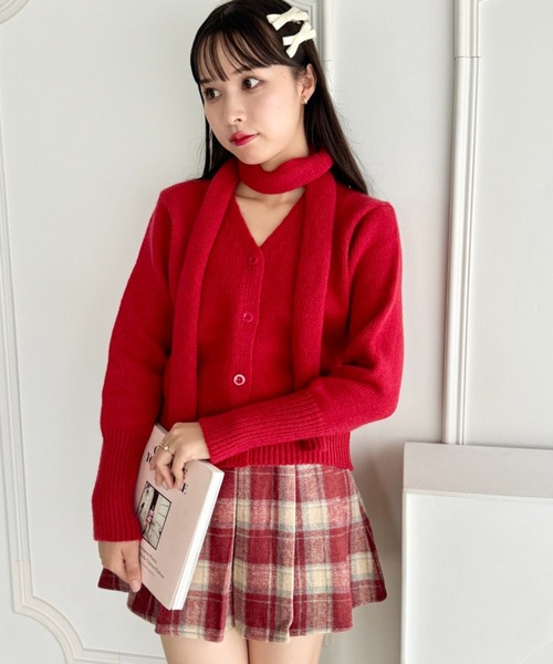 Loueme（ルエム）の「マフラータイ付ニットカーディガン（カーディガン/ボレロ・レディース・オフホワイト/グレー/レッド・FREE）」の18枚目の写真