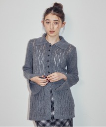 透かし編みスリットニット