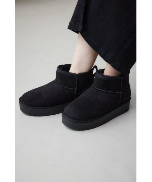 【美品】MOUSSY 厚底 ショートブーツ 24cm 厚底ムートンショートブーツ（ブーツ）｜AZUL BY MOUSSY