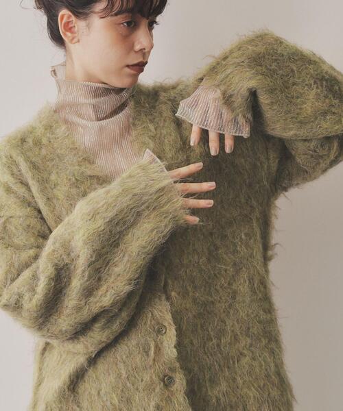 VIRAL.（バイラル）の「【VIRAL．】ブークレシャギーVネックカーディガン（カーディガン/ボレロ・レディース・グリーン/オレンジ・00）」の7枚目の写真