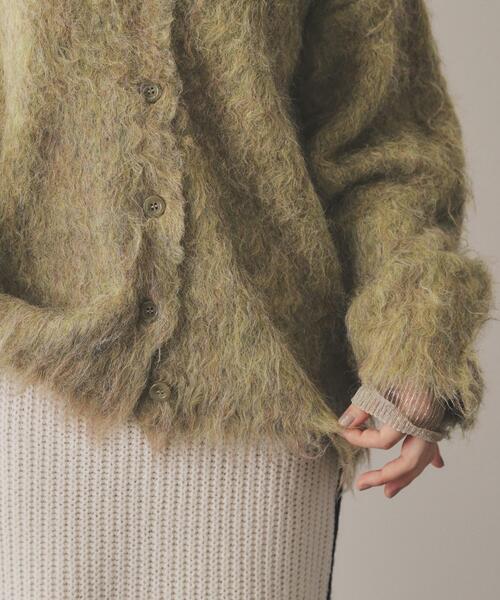 VIRAL.（バイラル）の「【VIRAL．】ブークレシャギーVネックカーディガン（カーディガン/ボレロ・レディース・グリーン/オレンジ・00）」の9枚目の写真