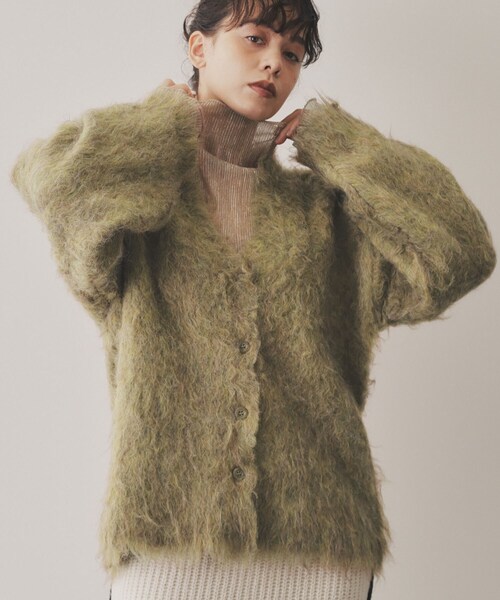 VIRAL.（バイラル）の「【VIRAL．】ブークレシャギーVネックカーディガン（カーディガン/ボレロ・レディース・グリーン/オレンジ・00）」の11枚目の写真