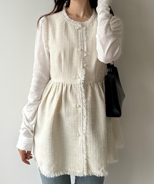 極美品♡Ｆ　ダーリッチ　ペプラムツイード　チュール　ラメ　トップス Lajour｜チュールフリルペプラムトップス | Rakuten Fashion