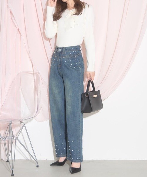 tocco closet(トッコ クローゼット)の「【ZOZO限定】スパークルパールデニムパンツ(デニムパンツ・レディース・ブルー・M)」の21枚目の写真