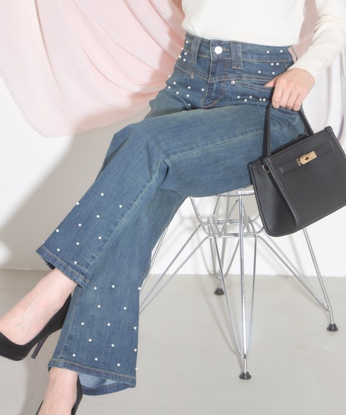 tocco closet(トッコ クローゼット)の「【ZOZO限定】スパークルパールデニムパンツ(デニムパンツ・レディース・ブルー・M)」の19枚目の写真