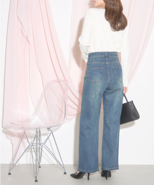 tocco closet(トッコ クローゼット)の「【ZOZO限定】スパークルパールデニムパンツ(デニムパンツ・レディース・ブルー・M)」の3枚目の写真