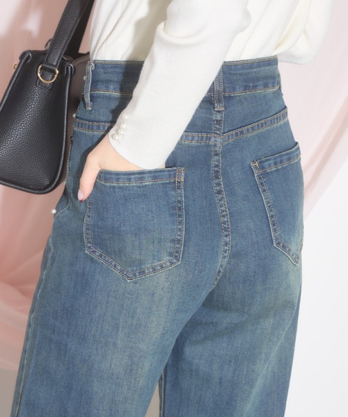 tocco closet(トッコ クローゼット)の「【ZOZO限定】スパークルパールデニムパンツ(デニムパンツ・レディース・ブルー・M)」の8枚目の写真