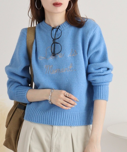 ニット セーター RELACLO select 英字刺繍カラーニットプルオーバー レディース RELACLO select 英字刺繍カラーニットプルオーバー（ニット