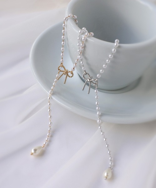 Riberry（リベリー）の「パールチェーンリボンロングネックレス（ネックレス・レディース・ゴールド/シルバー・FREE）」の9枚目の写真