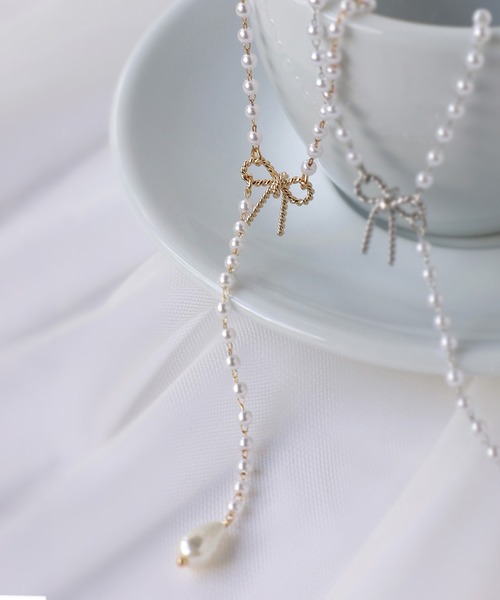 Riberry（リベリー）の「パールチェーンリボンロングネックレス（ネックレス・レディース・ゴールド/シルバー・FREE）」の12枚目の写真