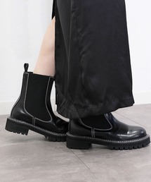 サイドゴアブーツ/side gore boots ショートブーツ フラット 厚底 シンプル カジュアル ベーシック 黒 ブラック