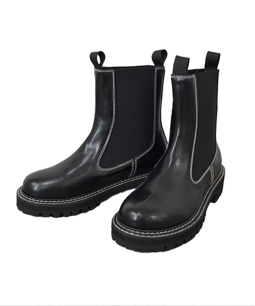 Reurie'(レウリィ)の「サイドゴアブーツ/side gore boots ショートブーツ フラット 厚底 シンプル カジュアル ベーシック 黒 ブラック(ブーツ・レディース・ブラック・23/25/24.5/24/23.5)」の3枚目の写真