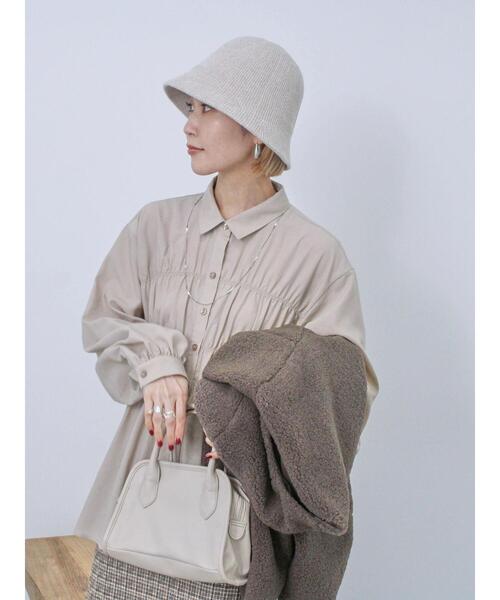 Samansa Mos2 blue（サマンサモスモスブルー）の「シャーリングシャツ（シャツ/ブラウス・レディース・オフホワイト/チャコールグレー/ベージュ・F）」の20枚目の写真