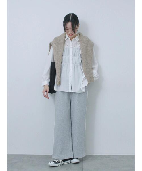 Samansa Mos2 blue（サマンサモスモスブルー）の「シャーリングシャツ（シャツ/ブラウス・レディース・オフホワイト/チャコールグレー/ベージュ・F）」の22枚目の写真