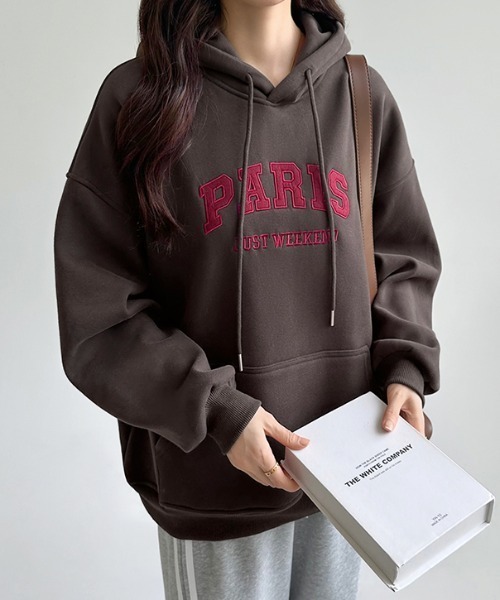 【セール】裏起毛 パーカー ロゴワッペン刺繍 プルオーバートップス（パーカー）｜COCOMOMO（ココモモ）